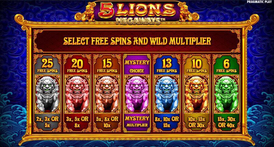 5 lions megaways бонус